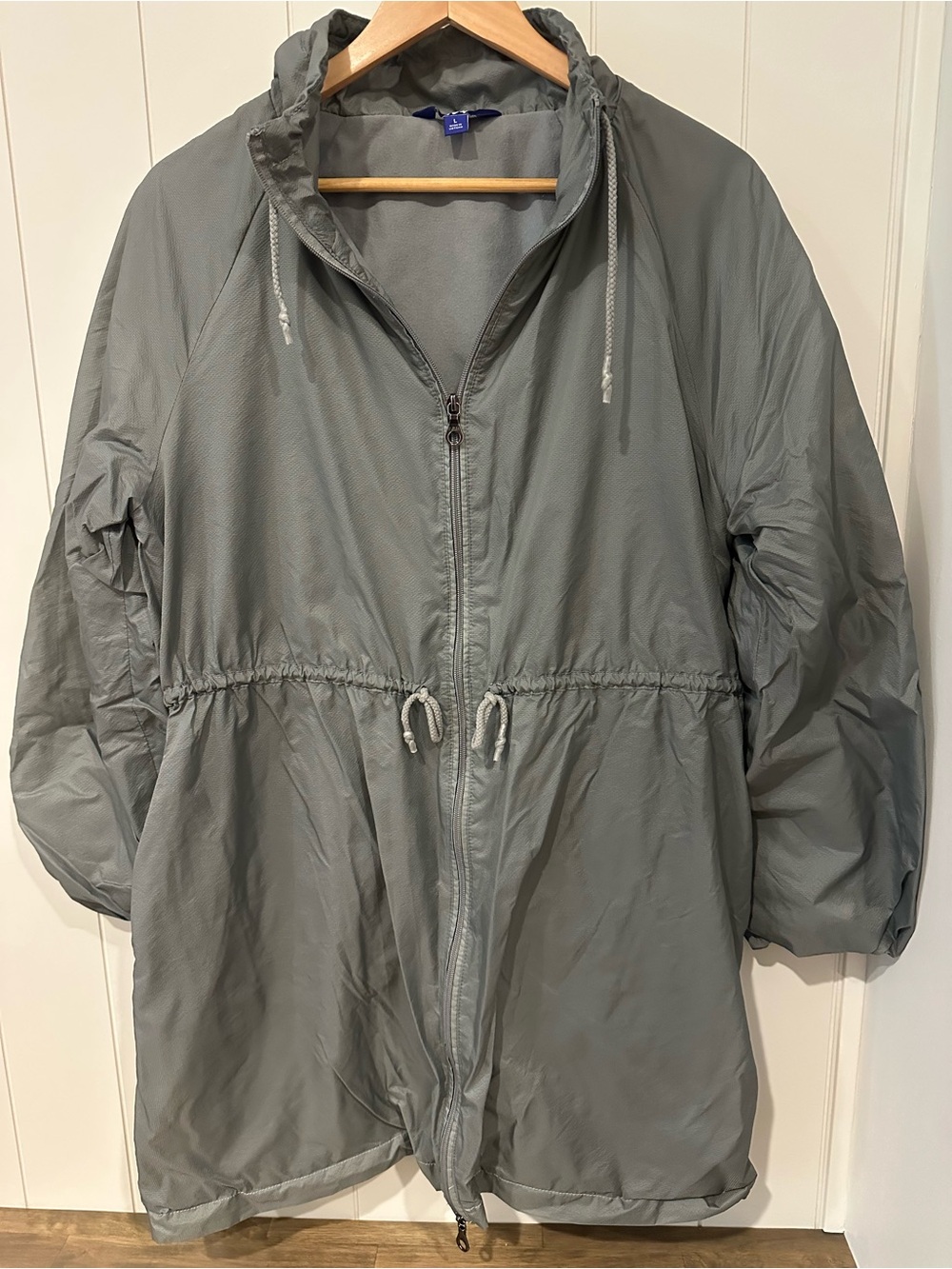 JoyLab Lightweight Ripstop Jacket Gray Size Large Hooded Zip Front Women's